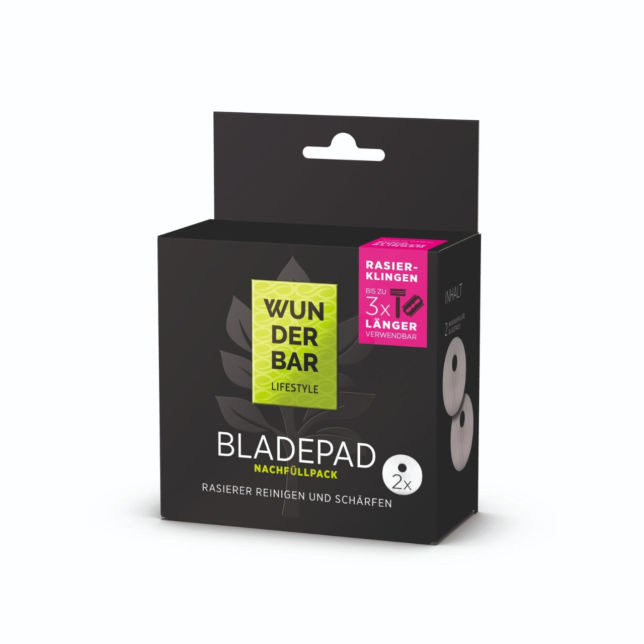 Wunderbar Lifestyle Bladepad Reinigungsschwamm 2er Nachfüllpackung - Rasierklingen perfekt reinigen und schärfen